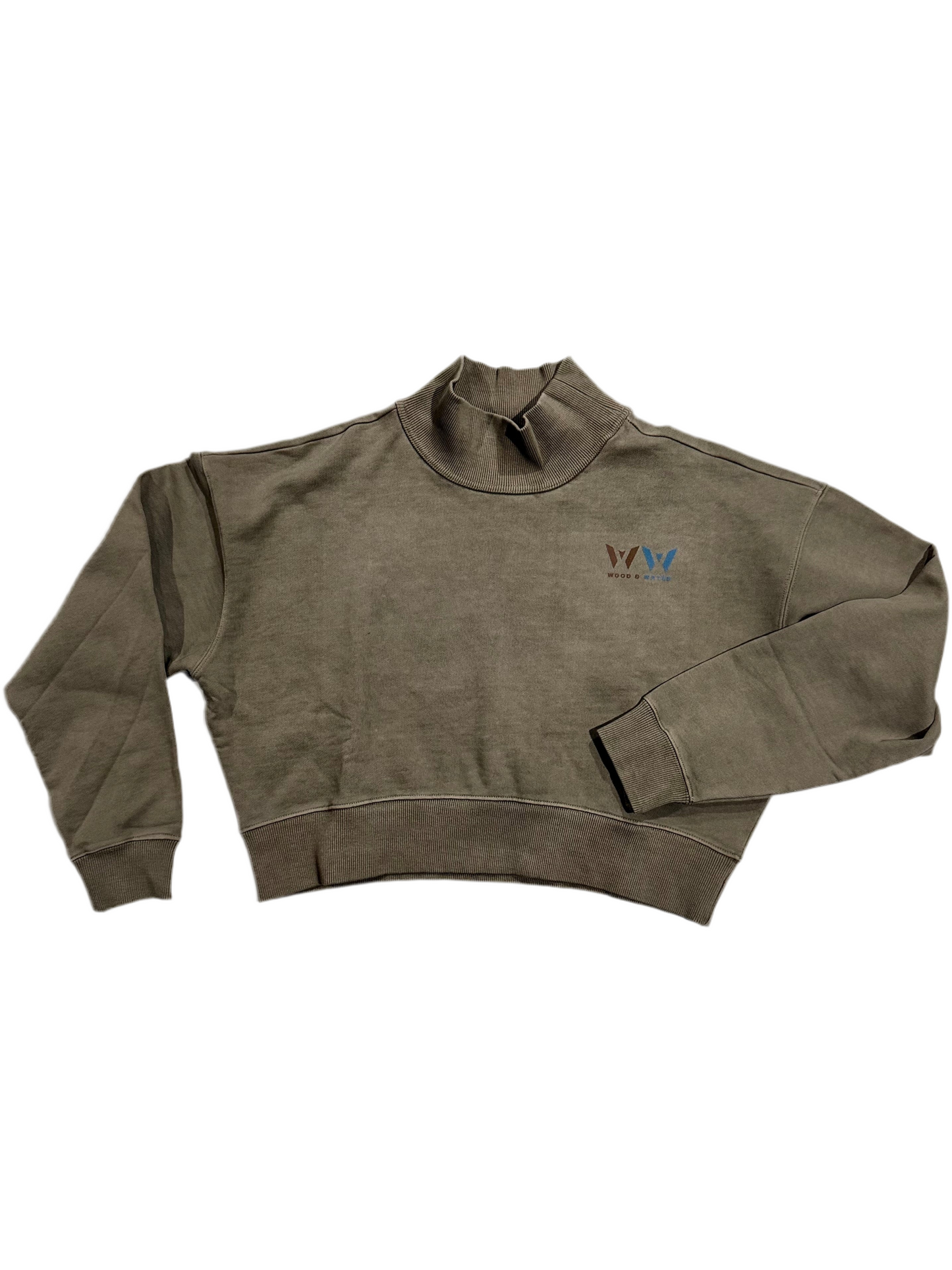 Stone Wash Pigment - French Terry Crop Top Mock Neck Sweatsuit