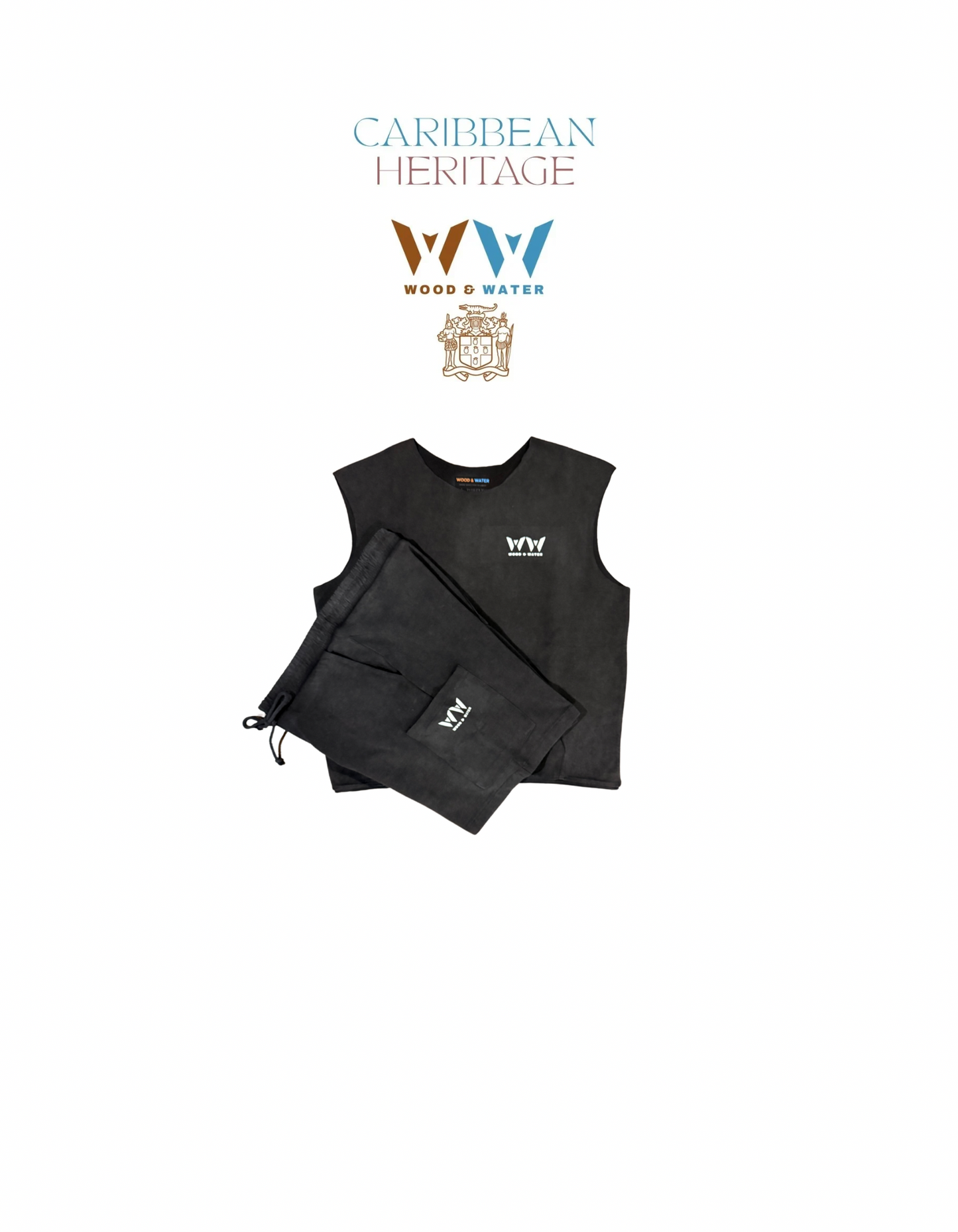 Wood & Water - Caribbean Coal Ash Gray- Muscle Short Set