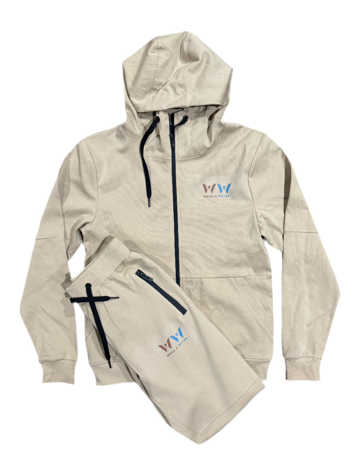Wood & Water - Tech Fleece Set -Beige/Tan)  Caribbean Iridescent Logo