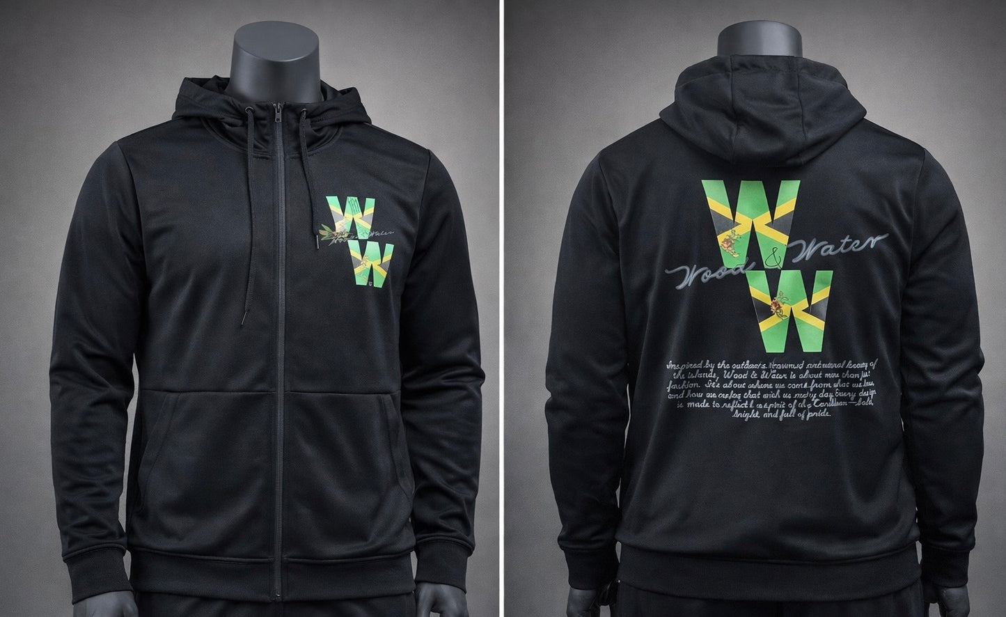 Wood & Water - Tech Zip Up - Black