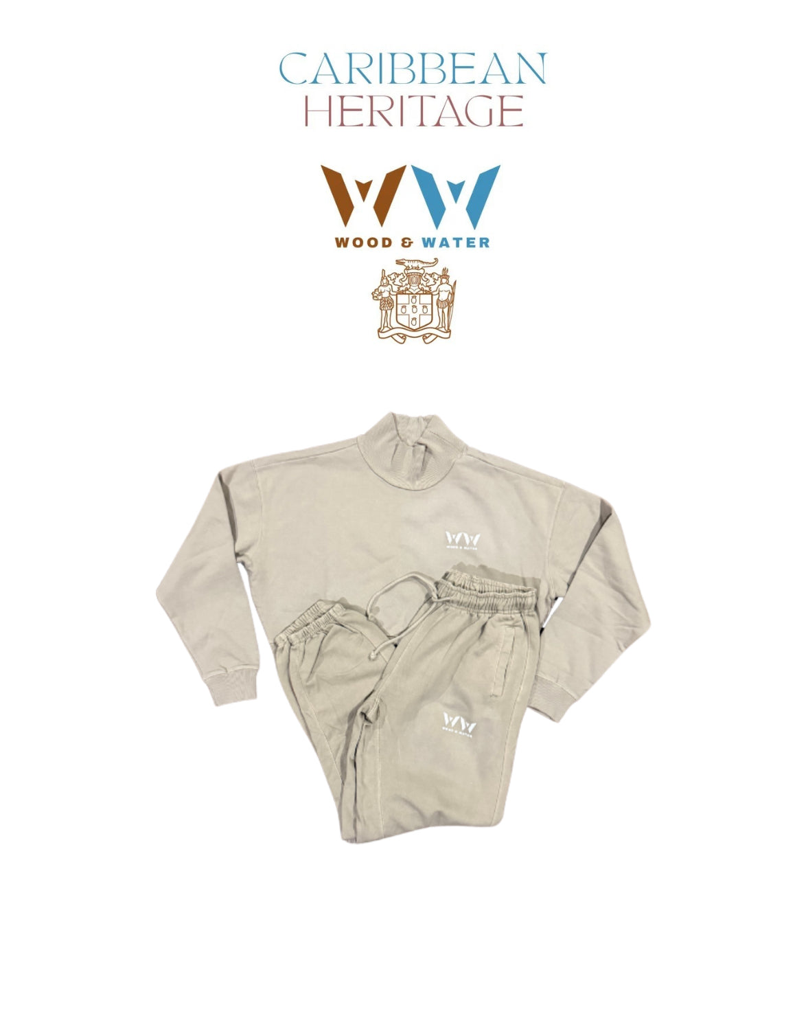 Wood & Water - Stone Wash Pigment - French Terry Crop Top Mock Neck Sweatsuit