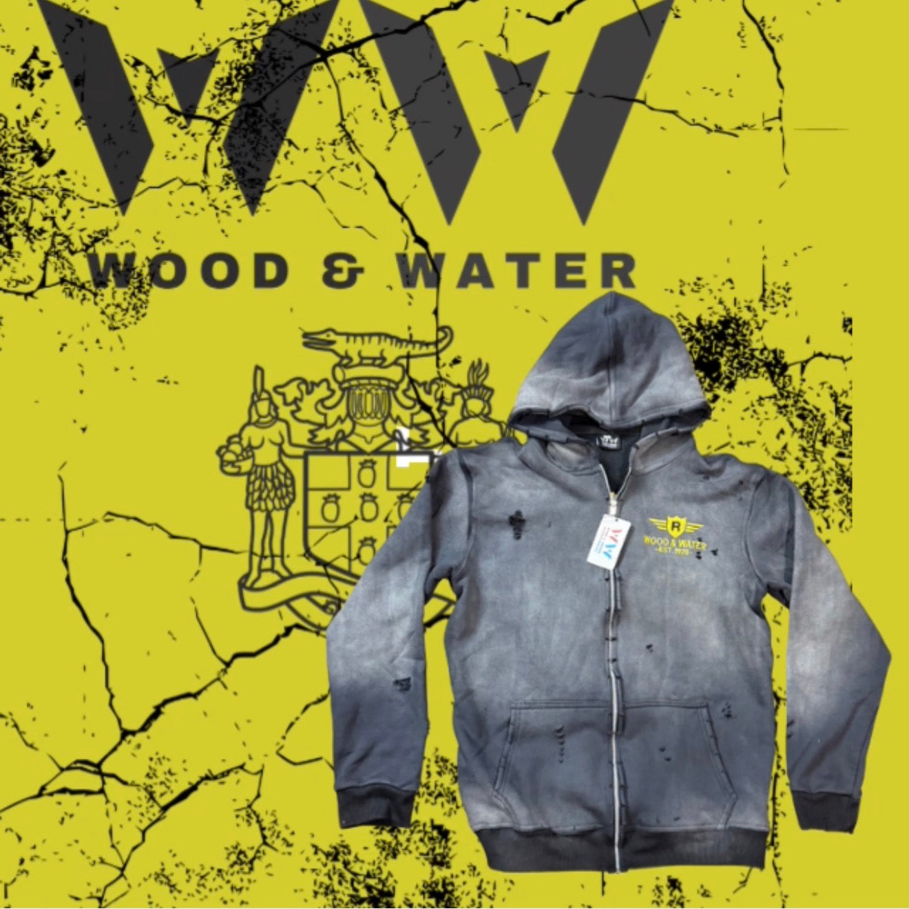 Wood & Water - ROYALTY Grey Zip Up Hoodie - PRE Order