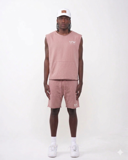 Wood & Water - Pink/Salmon Muscle Short Set