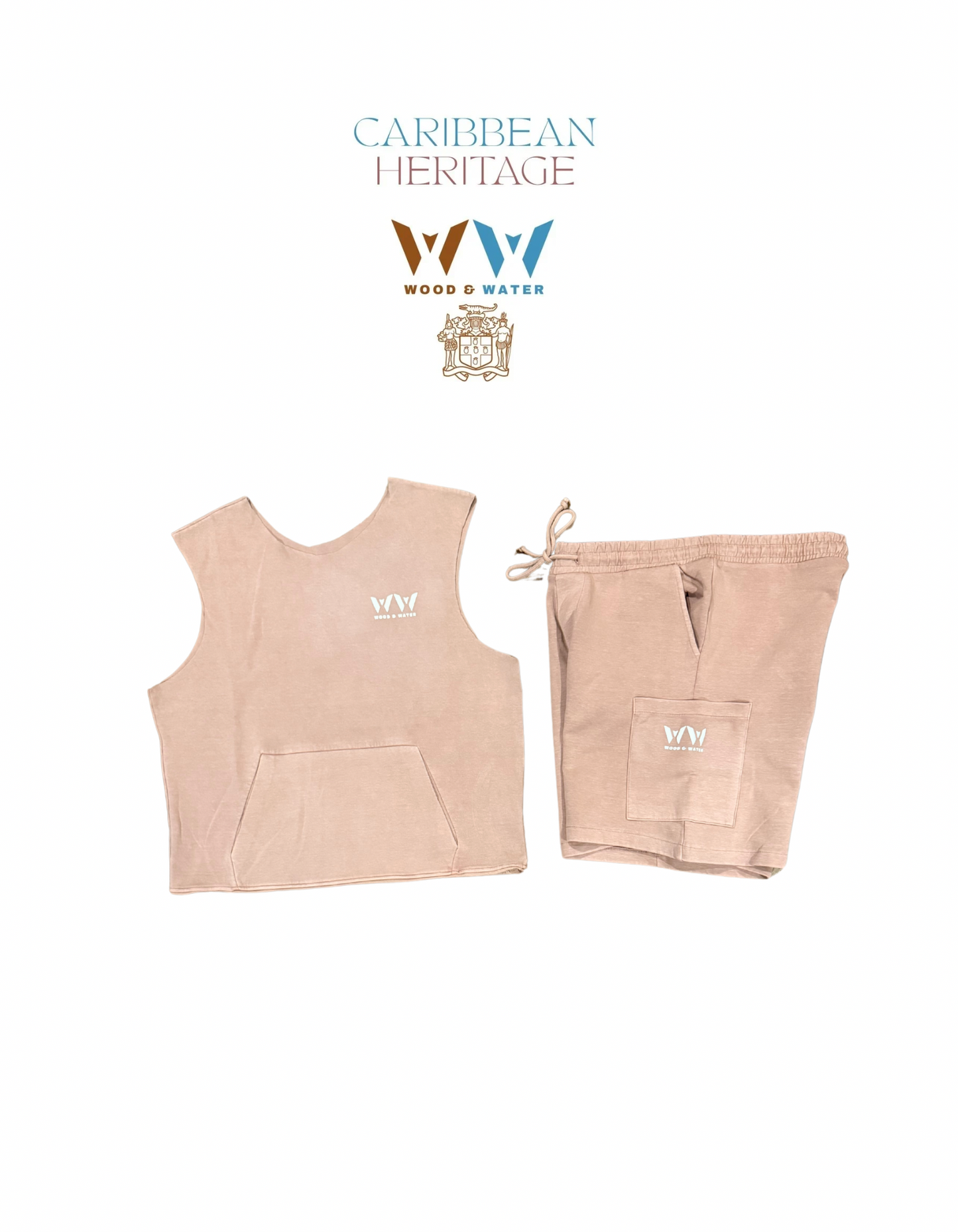 Wood & Water - Pink/Salmon Muscle Short Set