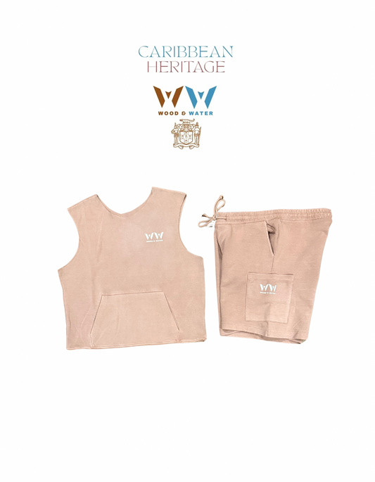Wood & Water - Pink/Salmon Muscle Short Set