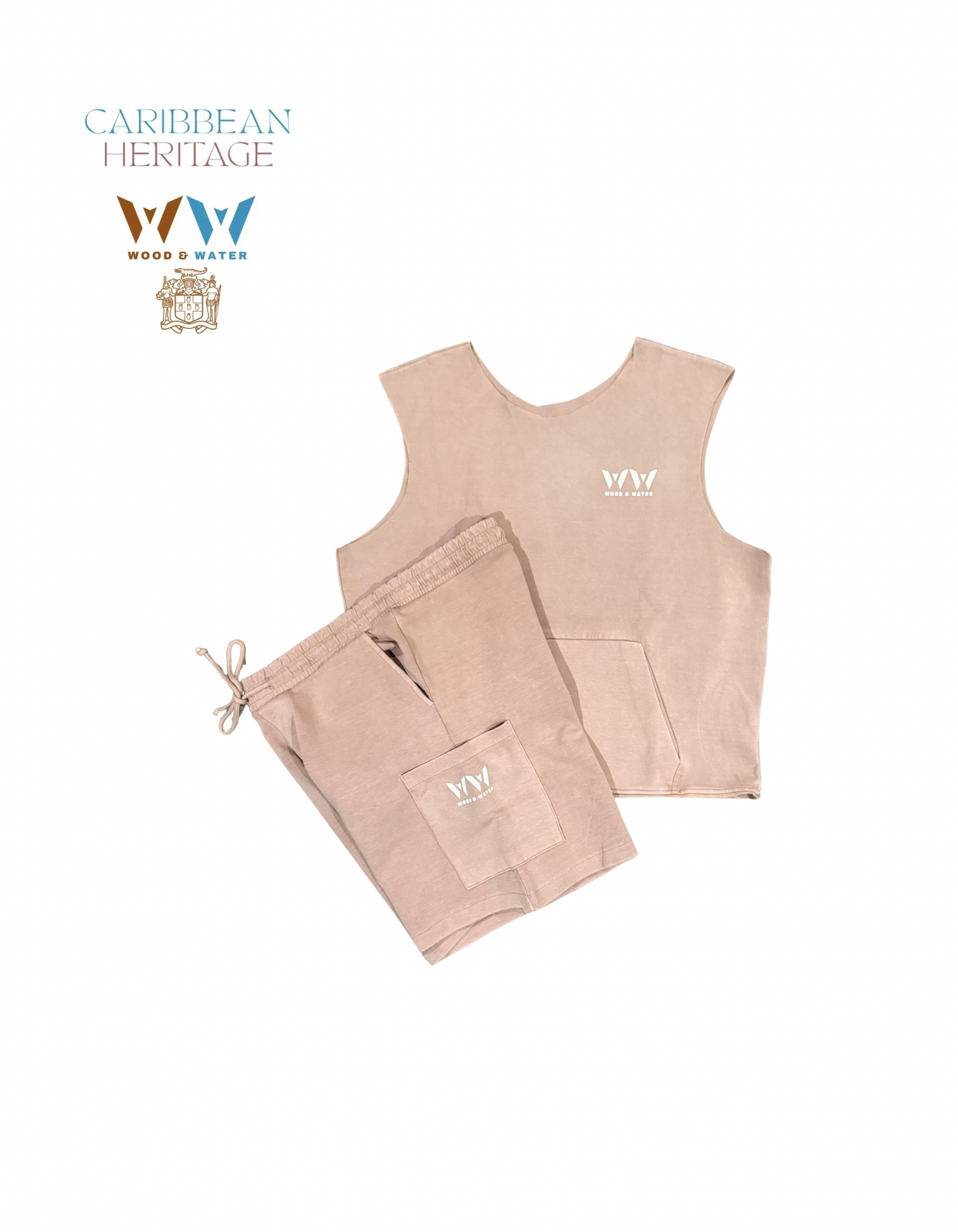 Wood & Water - Pink/Salmon Muscle Short Set