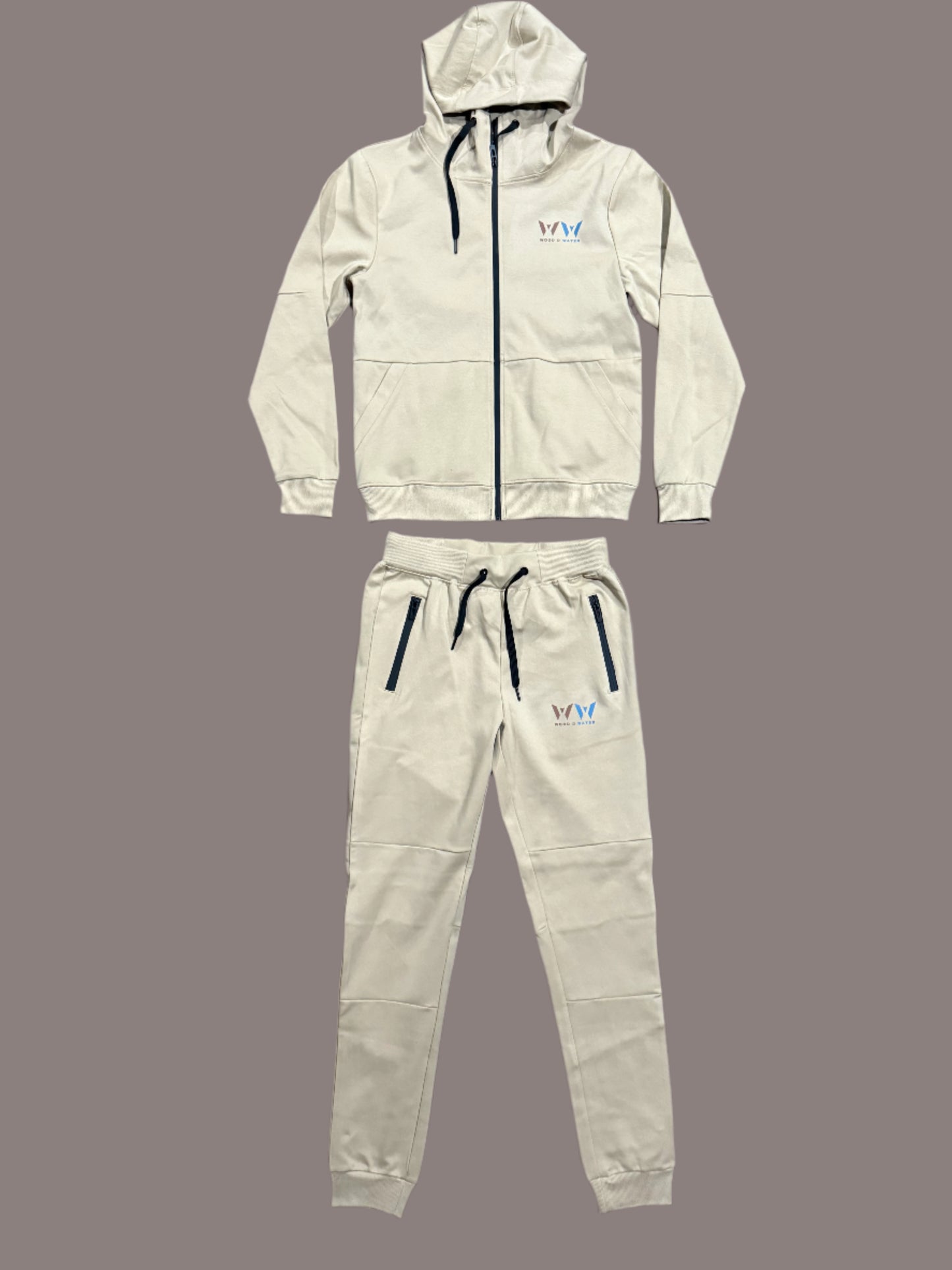 Wood & Water - Tech Fleece Set -Beige/Tan)  Caribbean Iridescent Logo